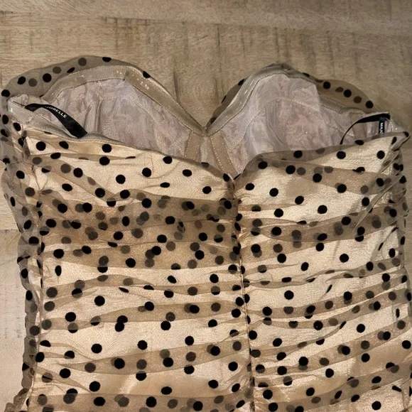 MAJORELLE Black & Tan Polkadot Corset Dress Medium - Picture 6 of 8